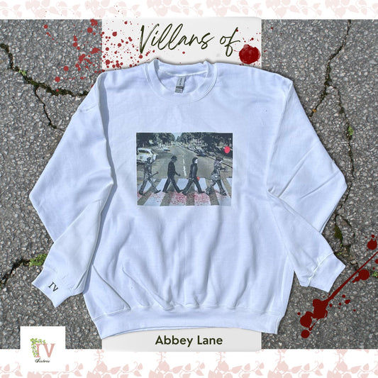 Retro slasher film Inspired/Villains of Abbey Lane Vintage Casual 60’s classic rock band inspired Sweat-shirt